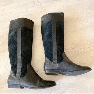 BC Leather and Suede Perforated Boots